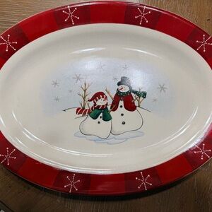 Festive Snowman Oval Platter